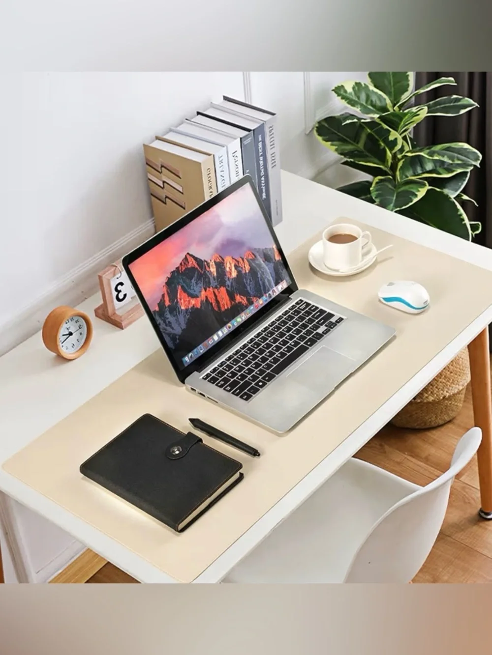 Wolaile | Big leather waterproof keyboard Desk Pad 36x17 inch Ivory White
